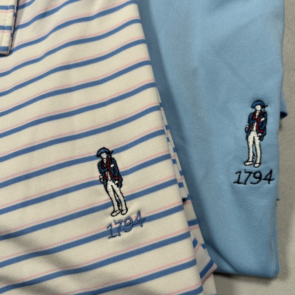 Peter Millar Polo Shirt Mens XL Blue White Savannah Golf Club Lot of 2 Striped - Picture 2 of 15